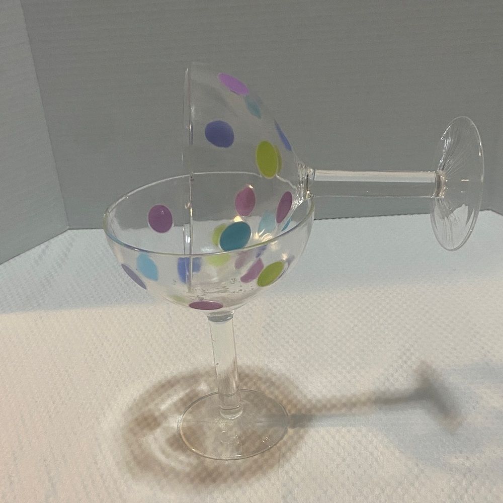 Colorful Polka Dot Margarita Glasses set of 2 - Picture 2 of 8